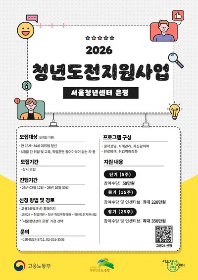 서울청년센터 은평, 2026년 청년도전지원사업 참가자 모집 시작